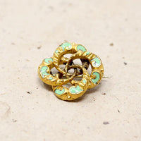 Small Repoussé Gold & Enamel Love Knot Brooch