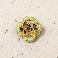 Small Repoussé Gold & Enamel Love Knot Brooch