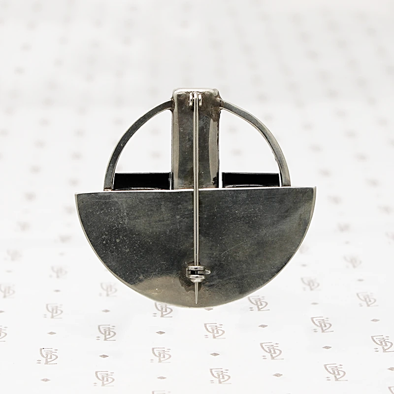 Art Deco Galalith and Chrome Brooch