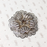 Light & Lacy Silver Filigree Flower Brooch