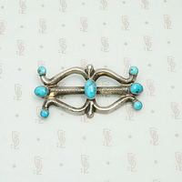 Sand Cast Silver & Turquoise 1940s Brooch