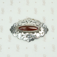 Dramatic Silver & Carnelian Brooch