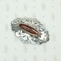 Dramatic Silver & Carnelian Brooch