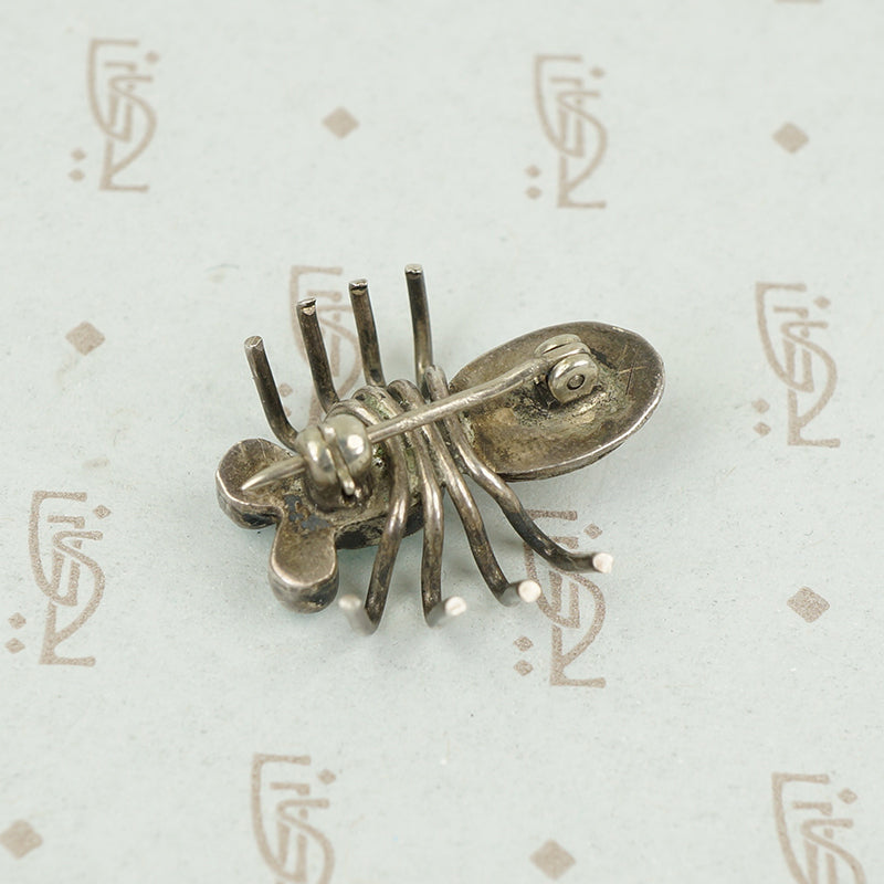 Adorable Spider Pin in Sterling and Turquoise