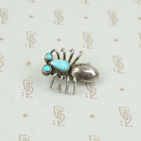 Adorable Spider Pin in Sterling and Turquoise