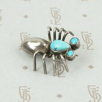 Adorable Spider Pin in Sterling and Turquoise