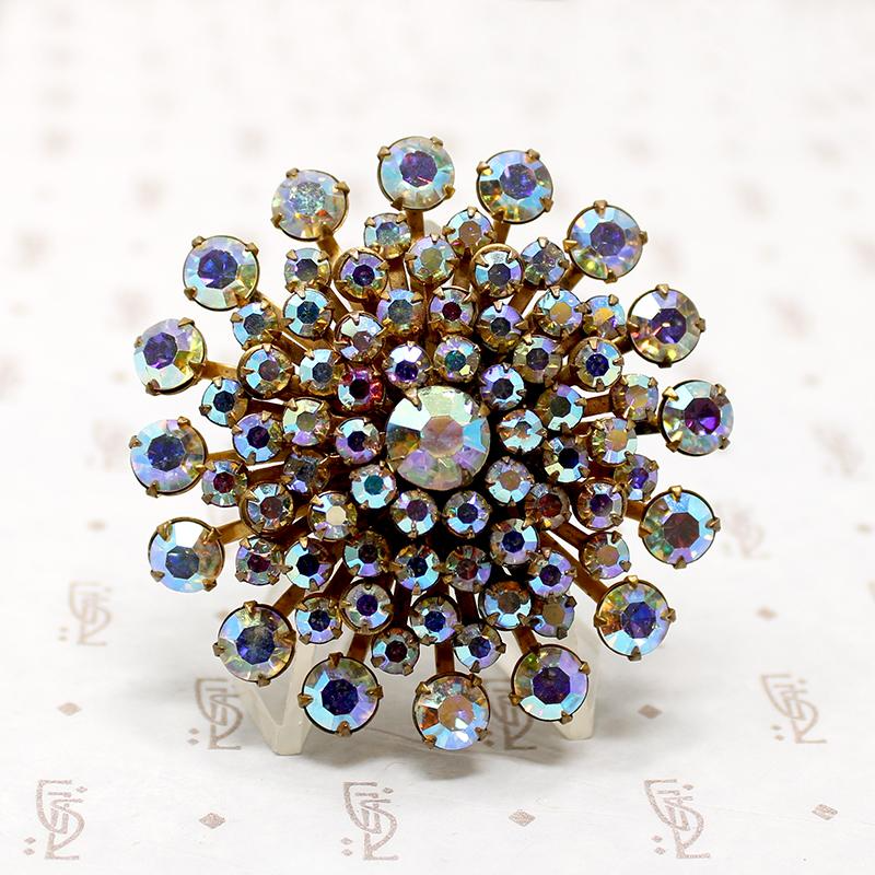 aurora borealis rhinestone costume brooch