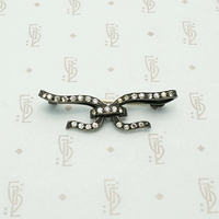 Ribbon Brooch in Siver & White Paste