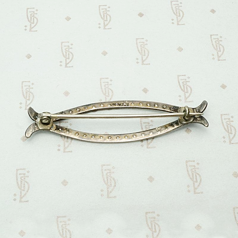Pretty Paste & Sterling Victorian Pin