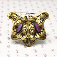 Fantastic Flora Brass & Glass Brooch
