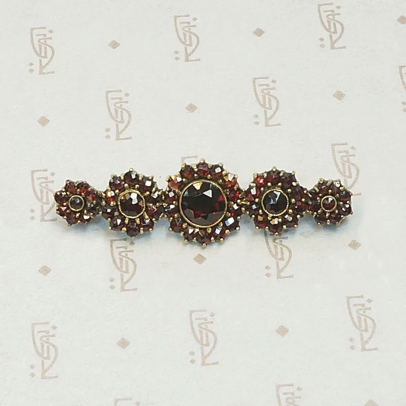 Antique Garnet Daisy Brooch