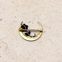Dainty Victorian Forget Me Not & Crescent Moon Pin