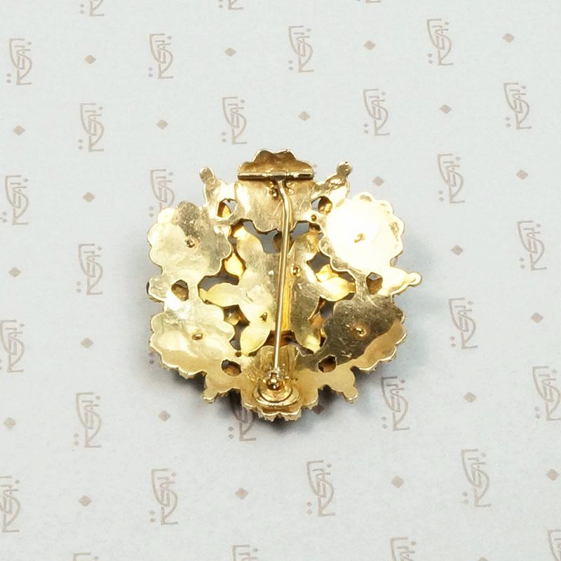 Glittering Garnet Floral Cluster Brooch