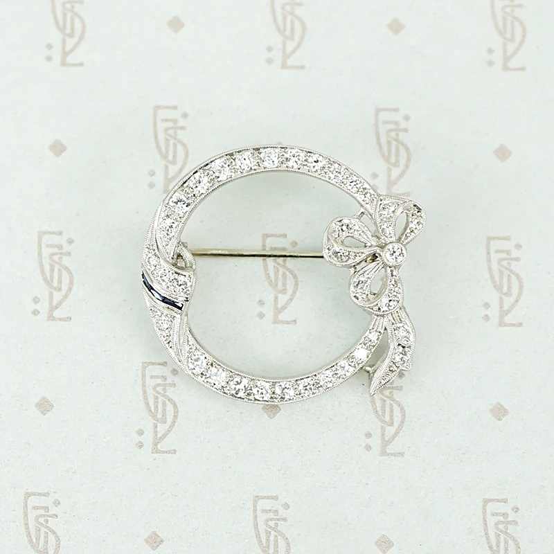 Graceful Diamond Bow Brooch