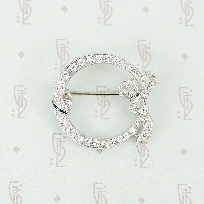 Graceful Diamond Bow Brooch