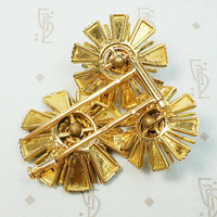 French 18K Gold & Persian Turquoise Flower Brooch