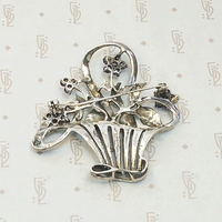 Romantic 1930s Flower Basket Brooch