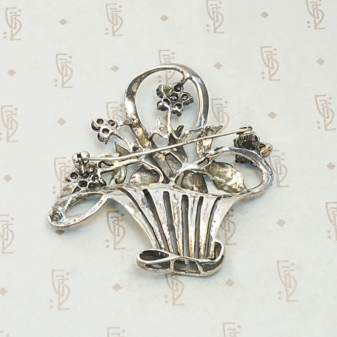 Romantic 1930s Flower Basket Brooch