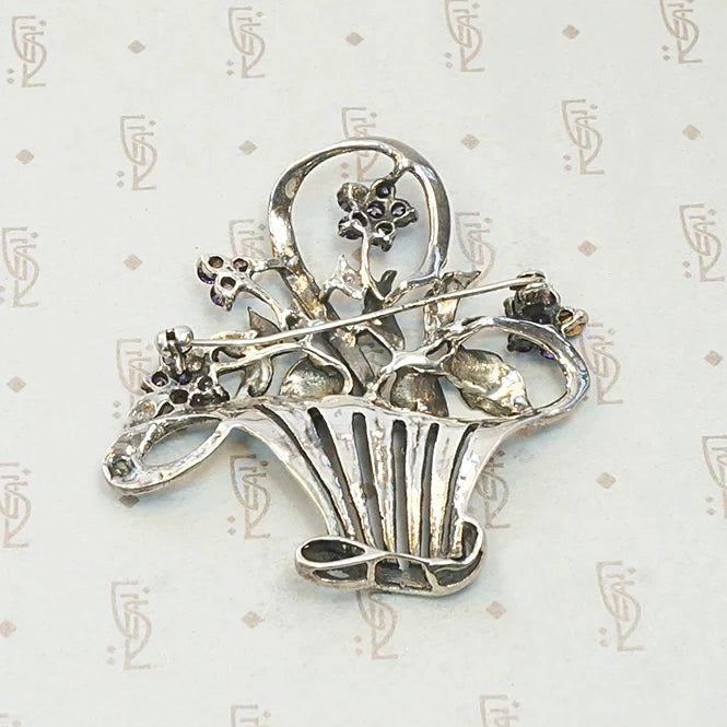 Romantic 1930s Flower Basket Brooch