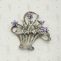 Romantic 1930s Flower Basket Brooch