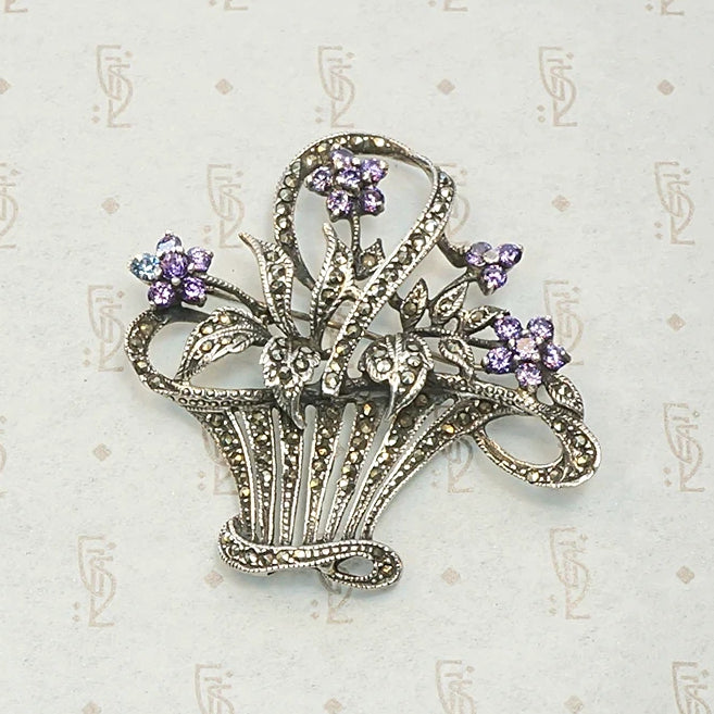 Romantic 1930s Flower Basket Brooch