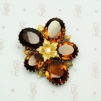 Madeira Citrine Victorian Pansy Brooch
