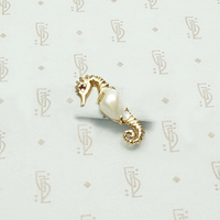 Sweetest Seahorse with Baroque Pearl Belly Brooch