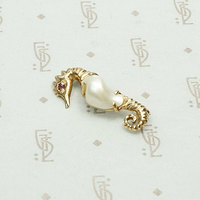 Sweetest Seahorse with Baroque Pearl Belly Brooch