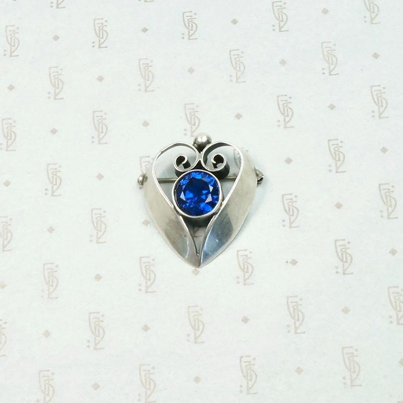 Hand Wrought Silver Heart Pin by Kalo