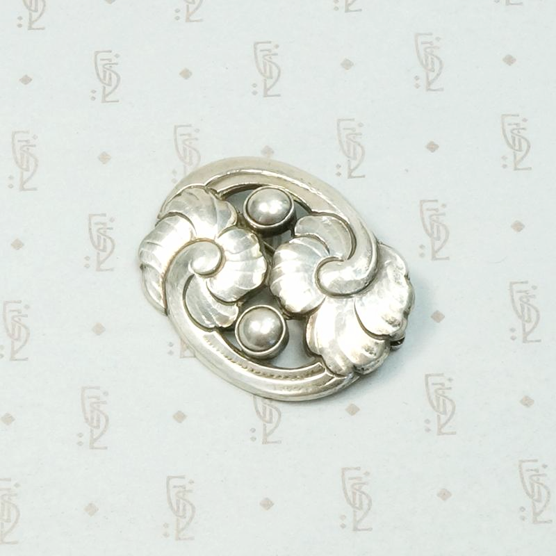 Silver Stylized Flowers Kalo "Puffy" Pin