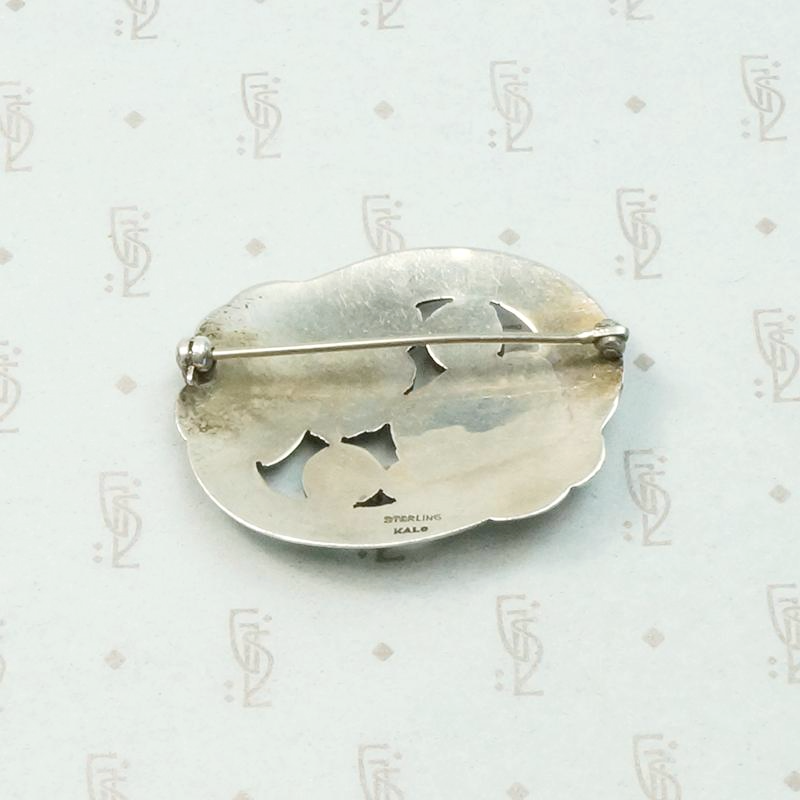Silver Stylized Flowers Kalo "Puffy" Pin