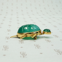 Charming Chrysoprase Turtle Pin with Scarab Head