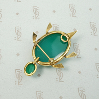 Charming Chrysoprase Turtle Pin with Scarab Head