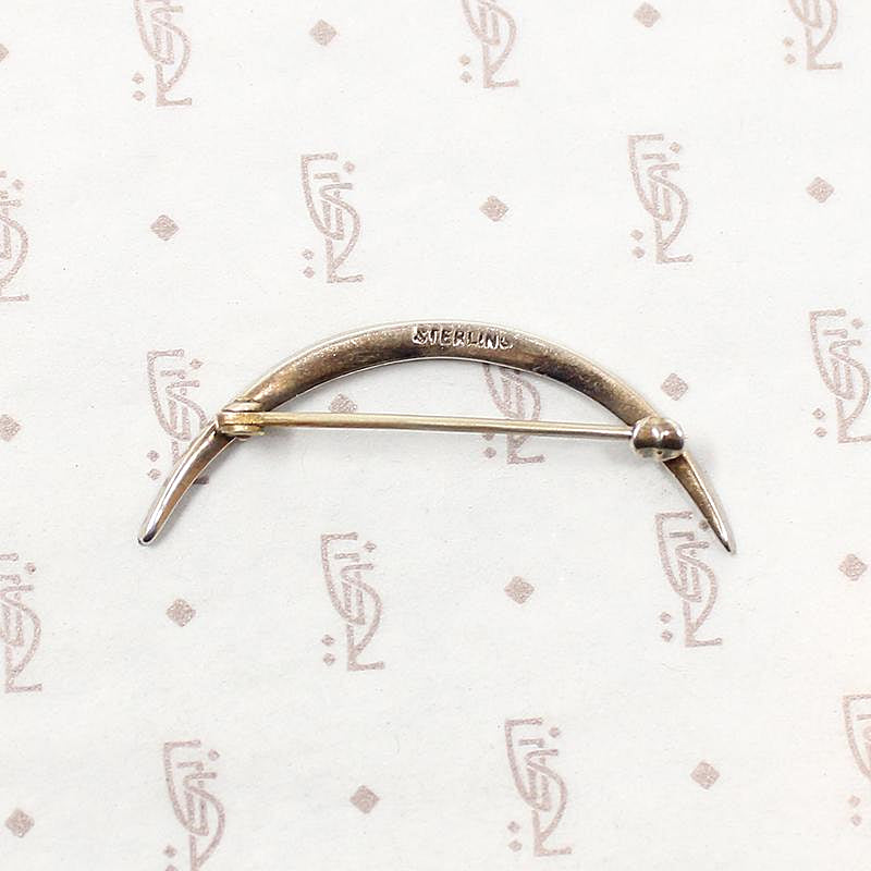Silver Sliver of Waxing Moon Brooch with Pearls