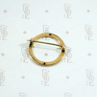 Refined Edwardian Engraved Gold Brooch with Montana Sapphires