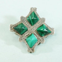 Malachite in Silver Scottish Pebble Brooch