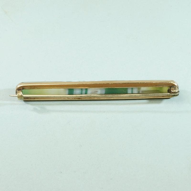Green & White Banded Agate Victorian Bar Pin