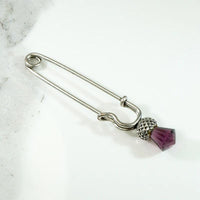 Charming Thistle Kilt Pin in Silver Plate & Glass