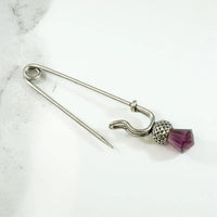 Charming Thistle Kilt Pin in Silver Plate & Glass