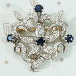 OMC Diamond and Sapphire Pendant Brooch c1910