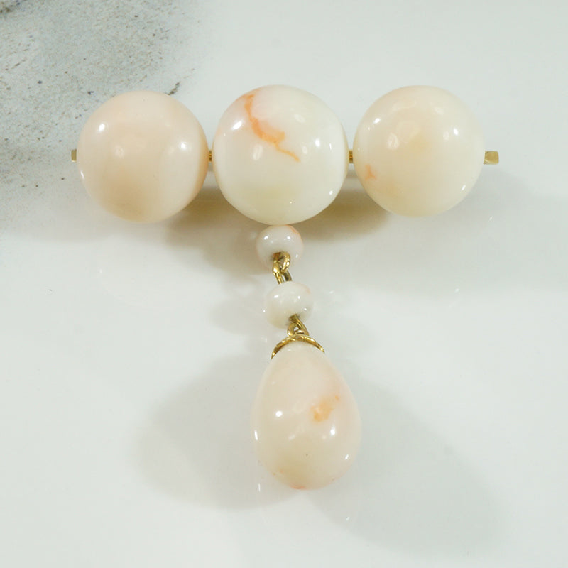 Antique Angel Skin Coral Brooch