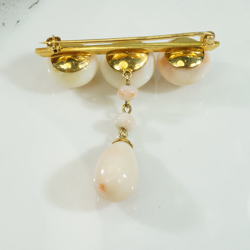 Antique Angel Skin Coral Brooch