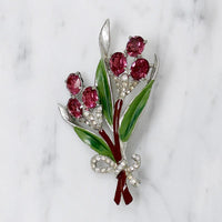 Fresh Spring Nosegay Brooch in Enamel & Rhinestones