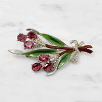 Fresh Spring Nosegay Brooch in Enamel & Rhinestones
