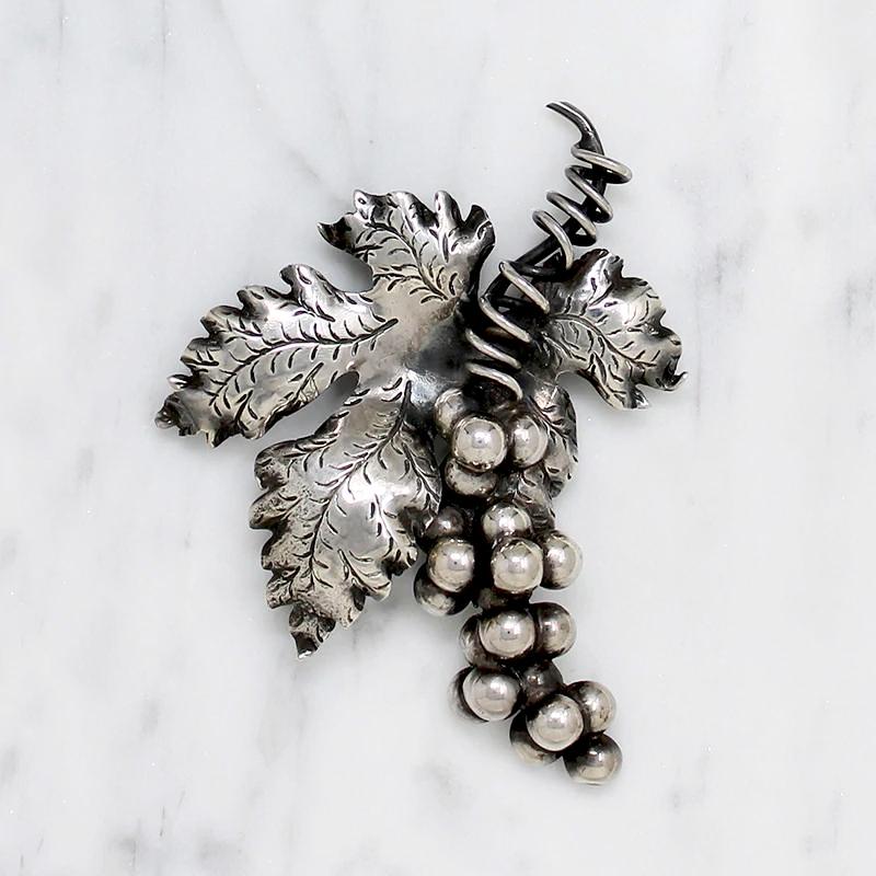 Mexican Sterling Cluster of Grapes Brooch