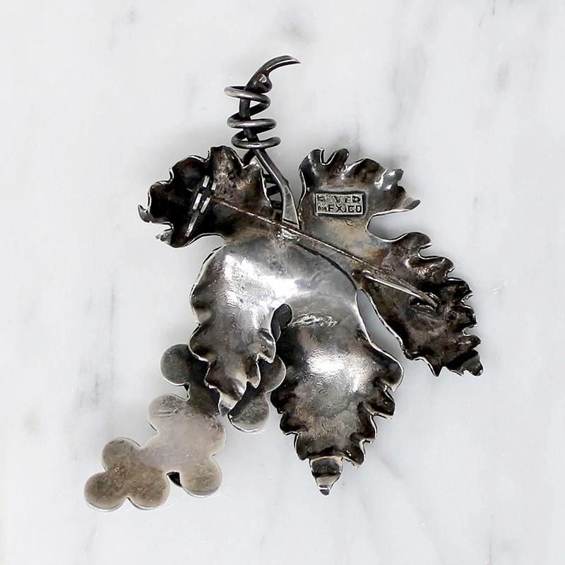 Mexican Sterling Cluster of Grapes Brooch