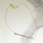 Gold Rail Road Nail Necklace with Old Mine Diamond