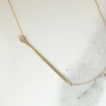 Gold Rail Road Nail Necklace with Old Mine Diamond