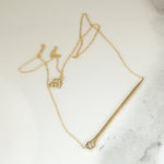 Gold Rail Road Nail Necklace with Old Mine Diamond