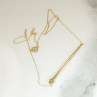 Gold Rail Road Nail Necklace with Old Mine Diamond